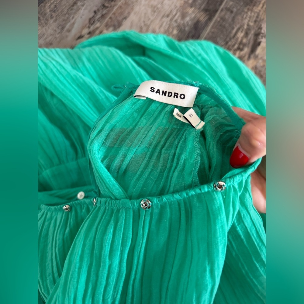 Sandro Emerald Green Tiered Maxi Dress - Picture 9 of 10